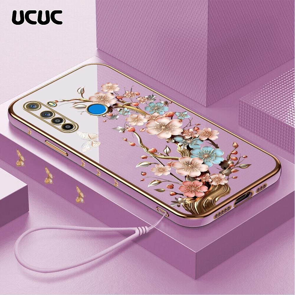UCUC Realme 5 5i 5S 6i (Lanyard Gratis) Untuk Casing Hp Softcase Kesing Cartoon Square Edge Pattern 