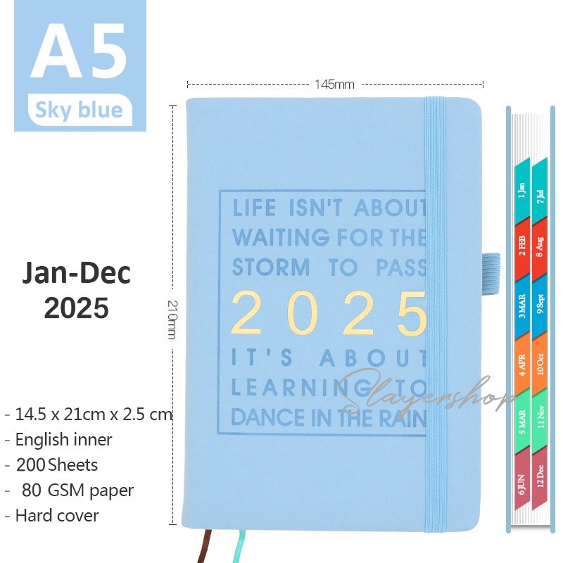 

MilL High Quality 2025 Weekly Monthly Planner A5 Notebook 80 GSM Paper Hard Cover Birthday Christmas