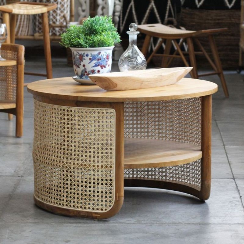 MEJA ROTAN BULAT MINIMALIS MODERN | TJ Furniture Jepara