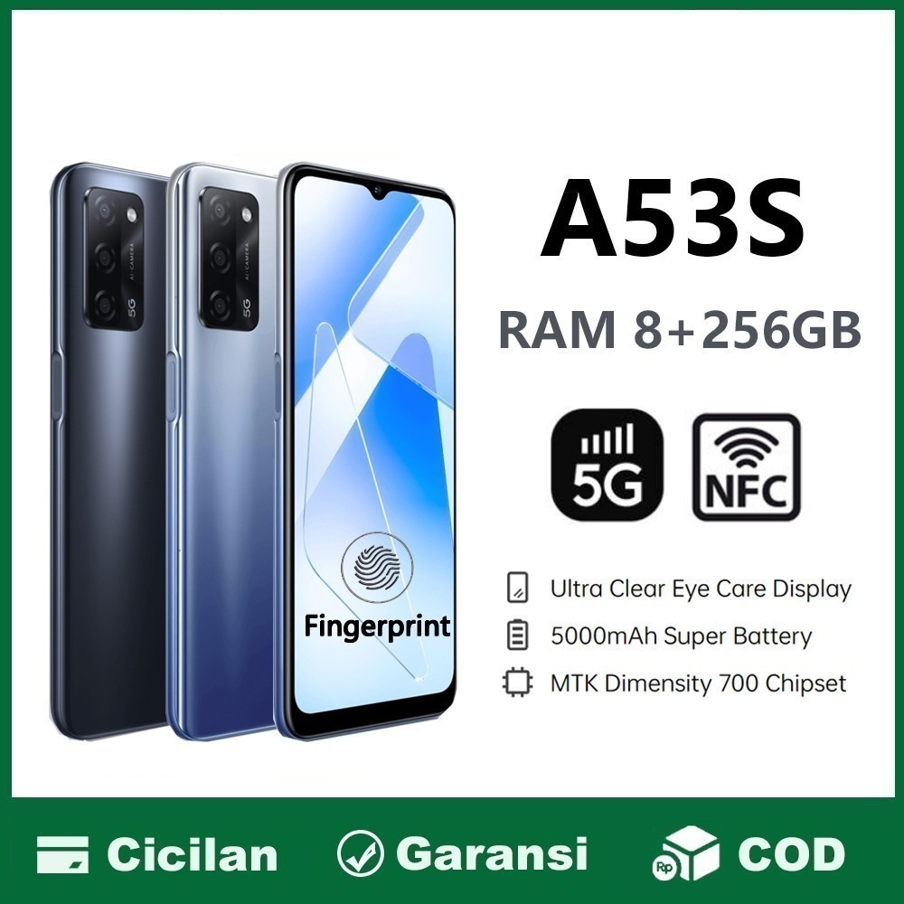 hp 5G nfc murah OPPO A53s RAM 8GB/ 256GB 6.52 inch Second hand Pernah Dipakai