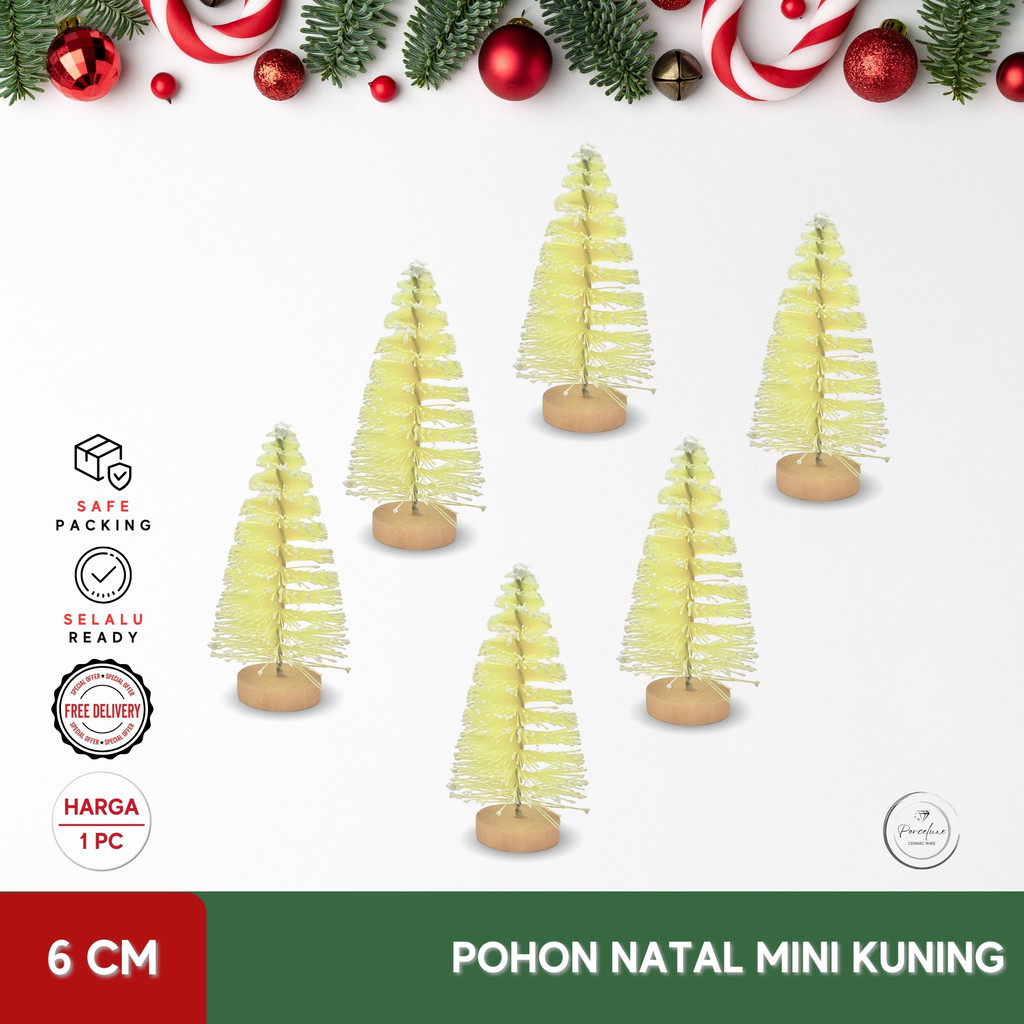Pohon Natal Mini 6 cm Dekorasi Foto Ornamen Christmas Craft DIY Kayu Asli Miniatur Hiasan Cantik