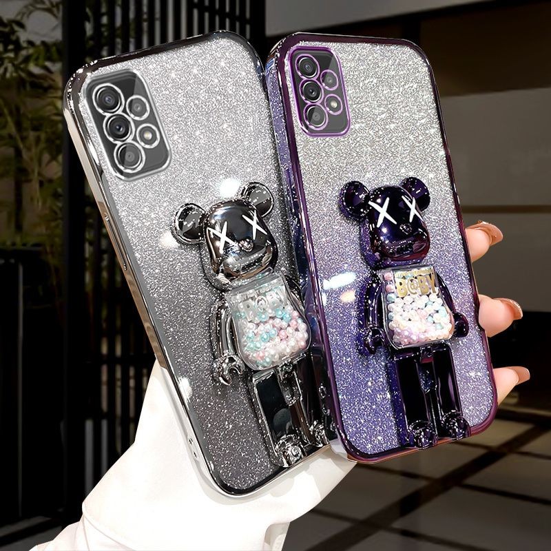 Casing HP Samsung Galaxy A72 A52 A52 A32 4G 5G case 3D Kartun Lucu KAWS Bear Stand Holder Plating Me