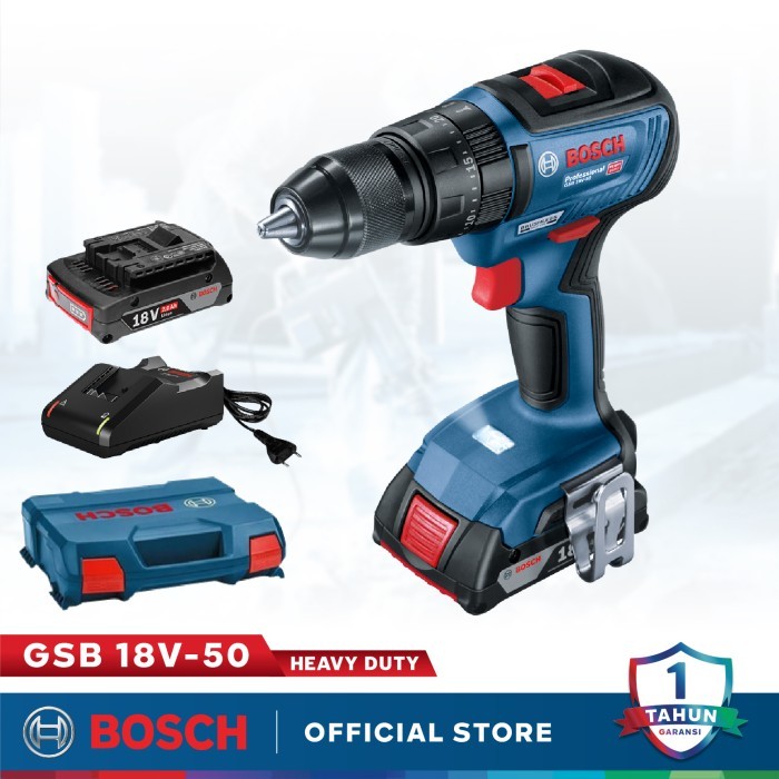 Bosch Bor Baterai Beton Brushless Impact Drill / Bor Impact Baterai 18Volt GSB 18V-50 - BSC-06019H51