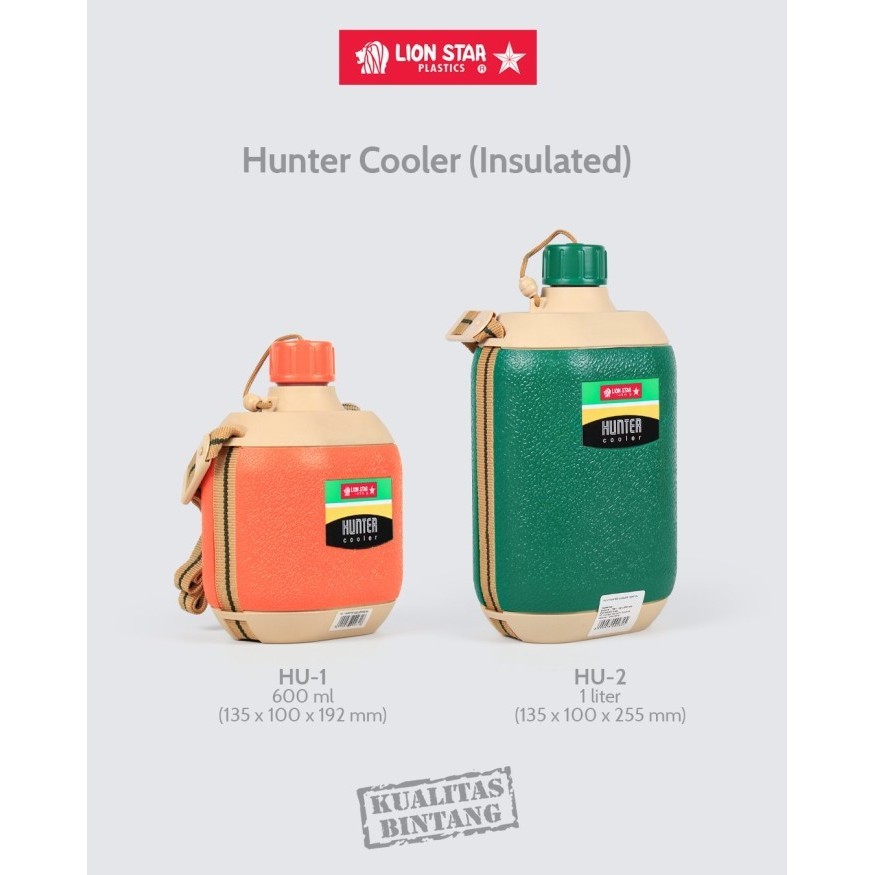 BUNTON Lion Star Botol Air Minum Hunter Cooler Insulated Tahan Dingin / Botol Minum Vintage Plastik 