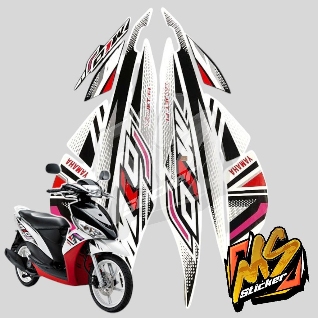 STICKER STIKER POLET LIS STRIPING MOTOR FULL BODY YAMAHA MIO J 2012 WARNA HITAM PUTIH MERAH