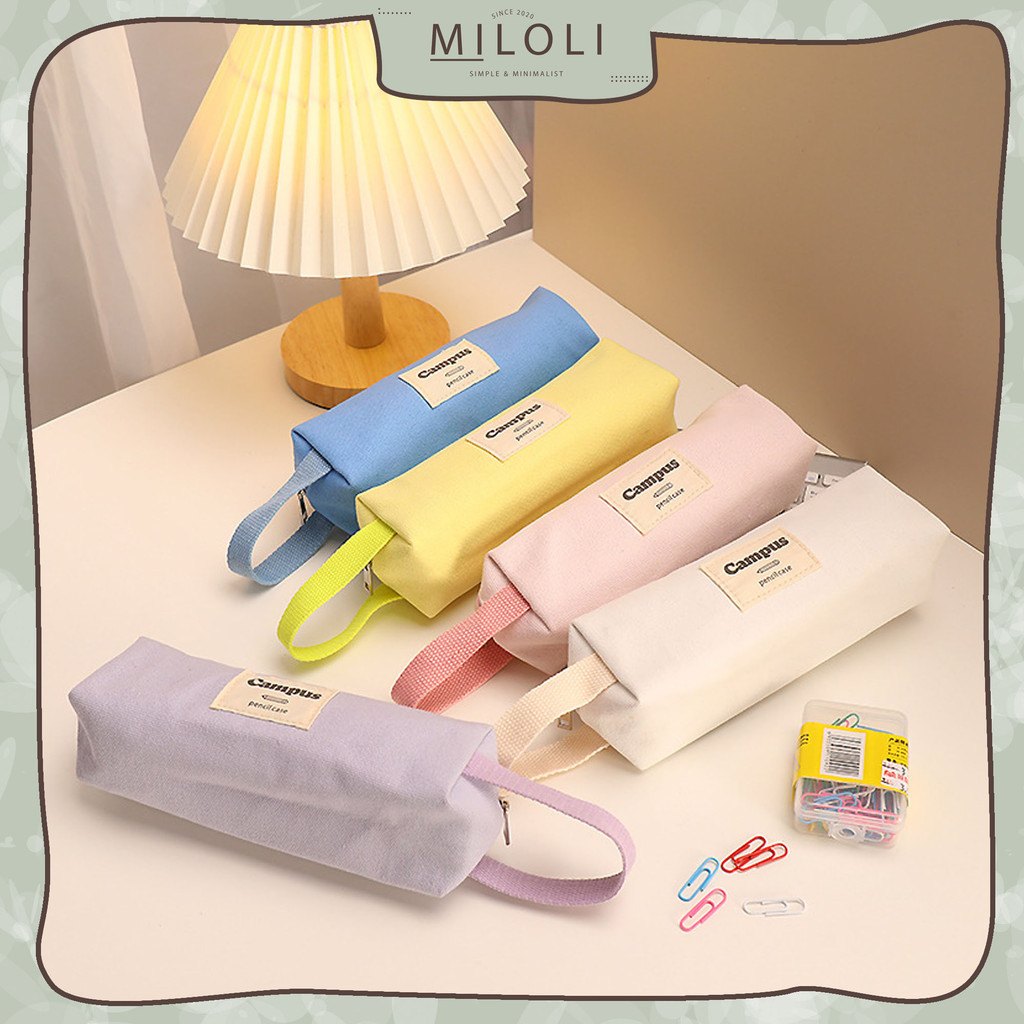 

[MILOLI] 1Pcs KOTAK PENSIL SOLID COLOR CANVAS Tempat Pensil Pencil Case Korean Style Stationery - F0286