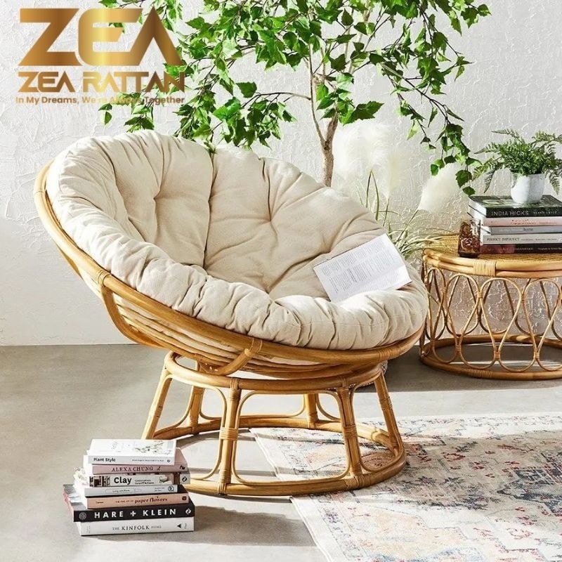 Kursi Sofa Teras Bulat Uvo Parabola Papasan Rotan Asli Alami Natural Murah Minimalis High Quality