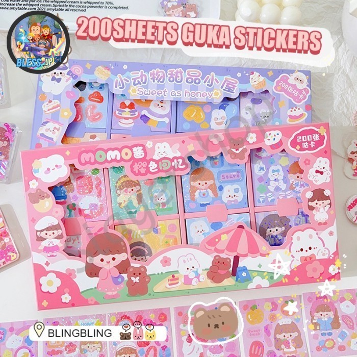 

(BLESS) Stiker Box Momo 1 Box isi 100 Lembar Sticker Glitter - 100sheets new2