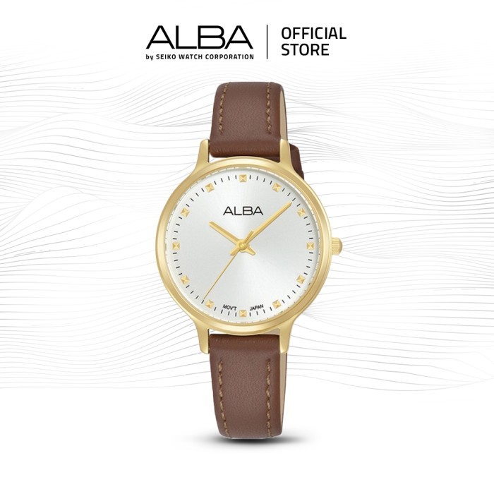 ALBA Jam Tangan Wanita ARX154 Quartz Genuine Leather Coklat