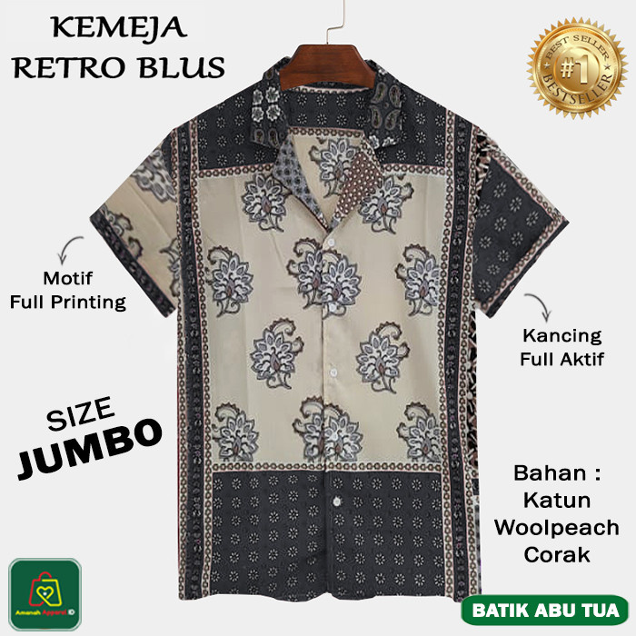 ✨LARIS✨ -Kemeja Wanita Lengan Pendek RETRO BLUS Katun Baju Motif M-XXL / 22443 - Bunga Kuning, M