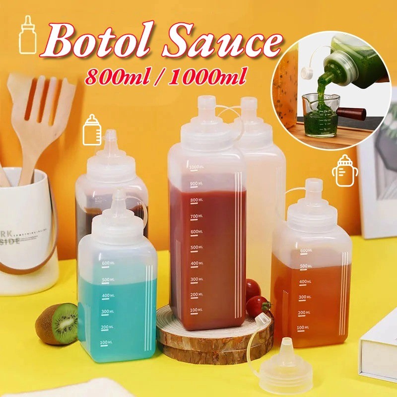 Botol Sauce 800ml / 1000ml Botol Saus Saos Botol Mayones Botol Sauce Anti Debu Untuk Saus
