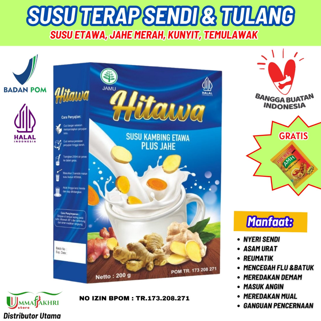 

HITAWA Susu Kambing Etawa Plus Herbal Jahe 200g Sehat sendi dan tulang