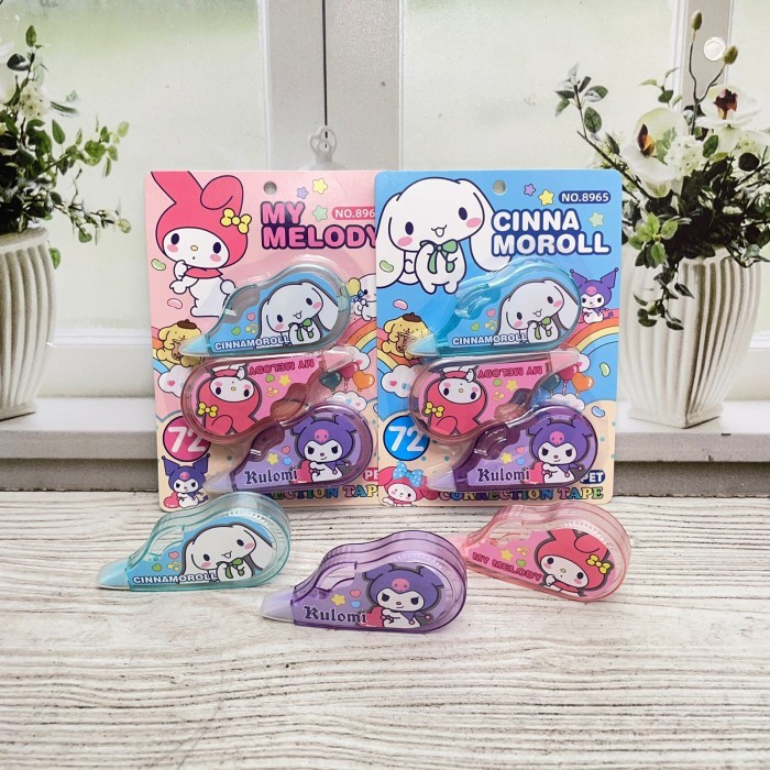 

Correction Tape Sanrio 3 in 1 Lengkap Cute Lucu Tip-ex 1 SET isi 3 PCS Termurah Alat Tulis Anak Stationary Fancy