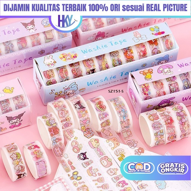 

HKY Mainan Sticker Tape Selotip Roll Kuromi Sanr!o DIY Kreatifitas Anak Perempuan 3 4 5 7 Thn