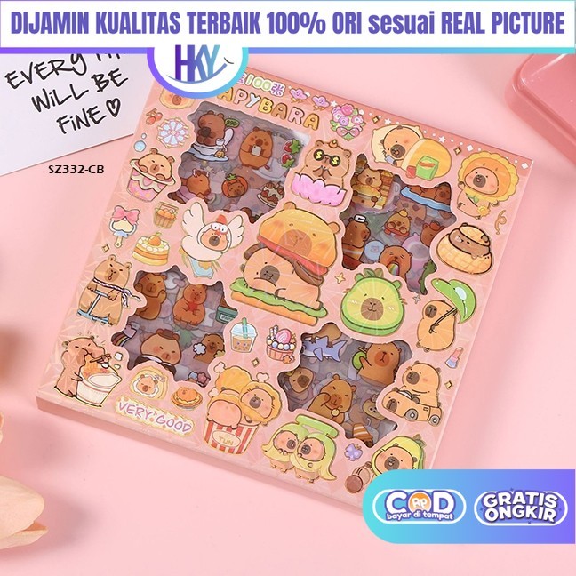 

HKY Mainan Sticker Tempel Capybara Labubu DIY Kreatifitas Anak Perempuan KKV 7 5 4 Tahun Isi 100Pcs