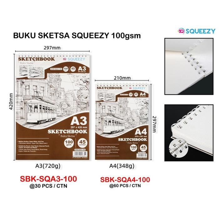 

TERLARIS! SQUEEZY Watercolour Sketchbook | Buku Sketsa | Buku Gambar Watercolor Book Cover Vintage Watercolor - A3
