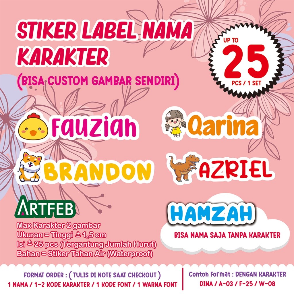 

Stiker Nama Lucu Waterproof Bisa Custom Gambar Lain Murah Ukuran A3