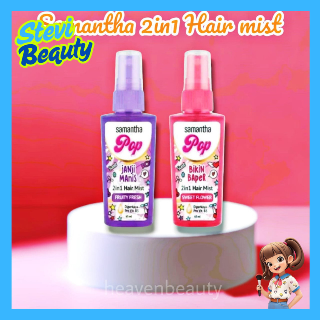 Samantha Pop 2in1 Hair Mist 65ml Pewangi Rambut - STEVI Beauty