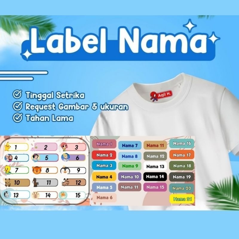 

LABEL NAMA BAJU ISI 50 pcs (TERMURAH) / STIKER BAJU / SABLON NAMA BAJU / LABEL BAJU SETRIKA MURAH