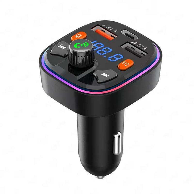 Car FM Transmitter Bluetooth 5.0 Charger MP3 Music Player PD 18W Type-C Dual USB 4.2A Colorful Ambie