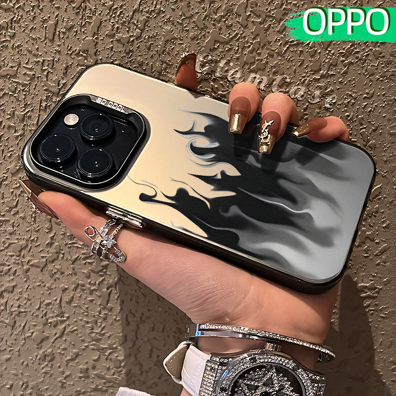 Kekinian Flame Glossy Hologram PC Case OPPO A18 A57 A16 A15 A17 A60 A3x A3s A5s A54 A53 A12 A31 A58 