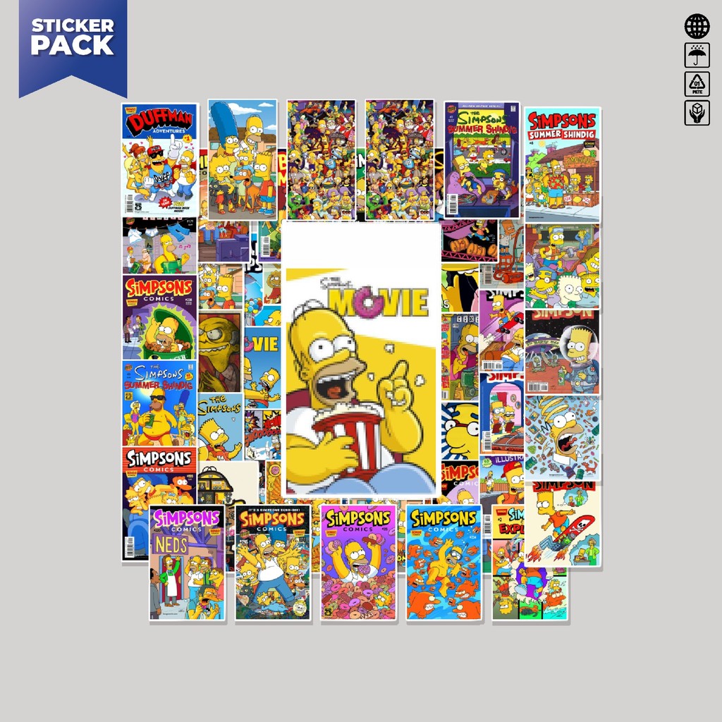 

[100PCS]Stiker Pack Stiker The Simpson Aesthetic Vinyl Anti Air Dekorasi Sticker Laptop Buku Journal Koper Helm Casing HP Gitar Helm Skateboard