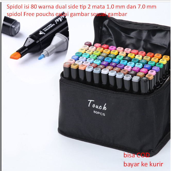 

Spidol warna dual side tip 2 mata 1.0 mm dan 7.0 mmspidol Free pouchs esuai gambar sesuai gambar