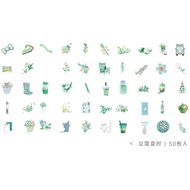 

Mohamm 50Pcs Summer Time Series Decorative Sticker Books Scrapbooking DIY Note Paper Sticker Flakes Stationary Office Accessorie