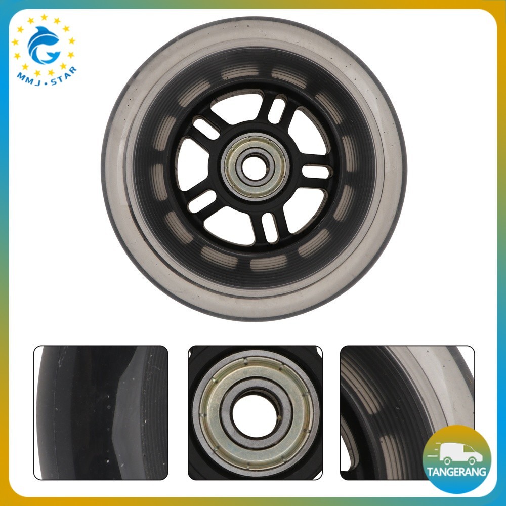 Set Roda Sepatu Roda 64mm 4pcs Roda Karet Tahan Aus Dengan Bearing Cocok Untuk Indoor/Outdoor