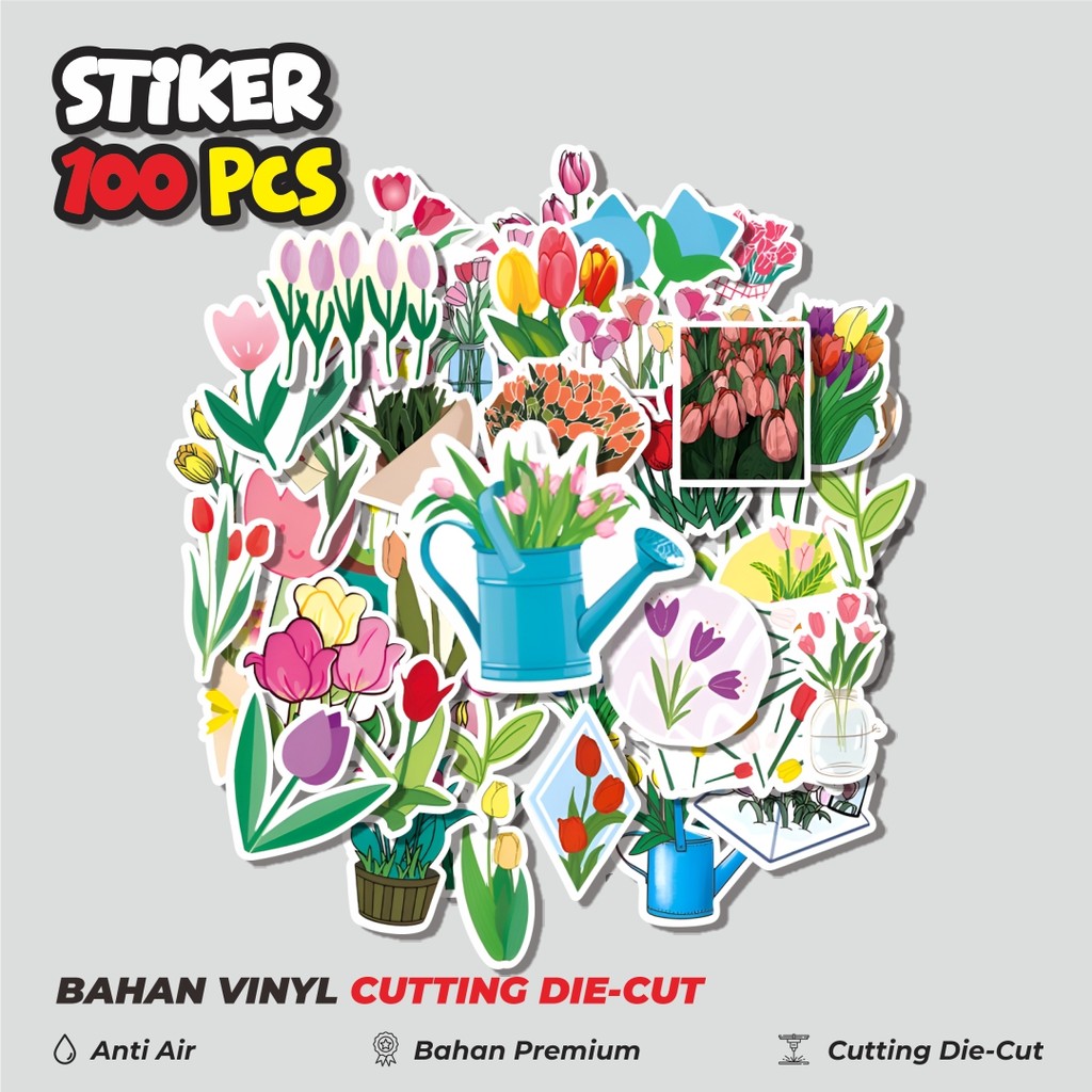 

Terbaru! 50 pcs Stiker Bunga Tulip Dekorasi Lucu Kreatif untuk Notebook, Skateboard, HP