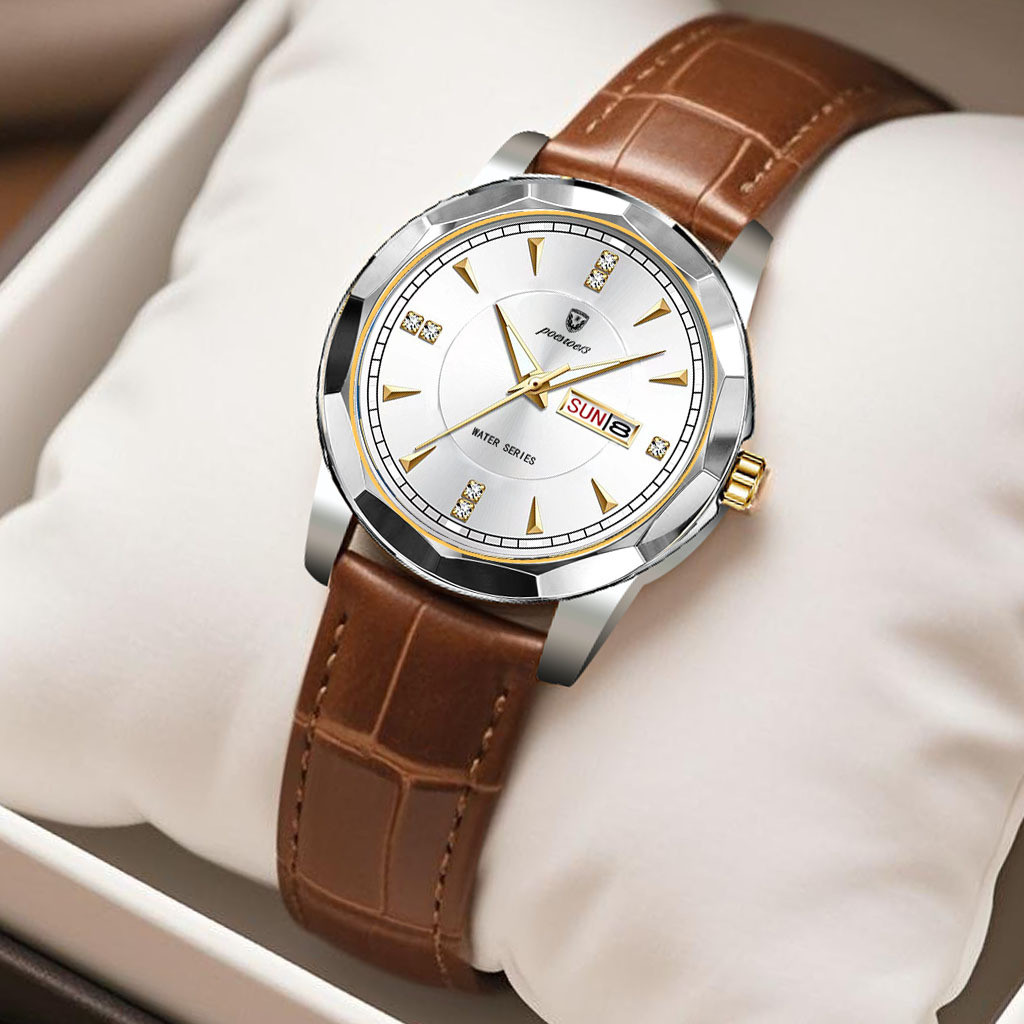

Jam Tangan Quartz Pria Bisnis Kasual dengan Sabuk Sederhana Kalender Ganda Bertabur Berlian Desain Berlian Dropshipping