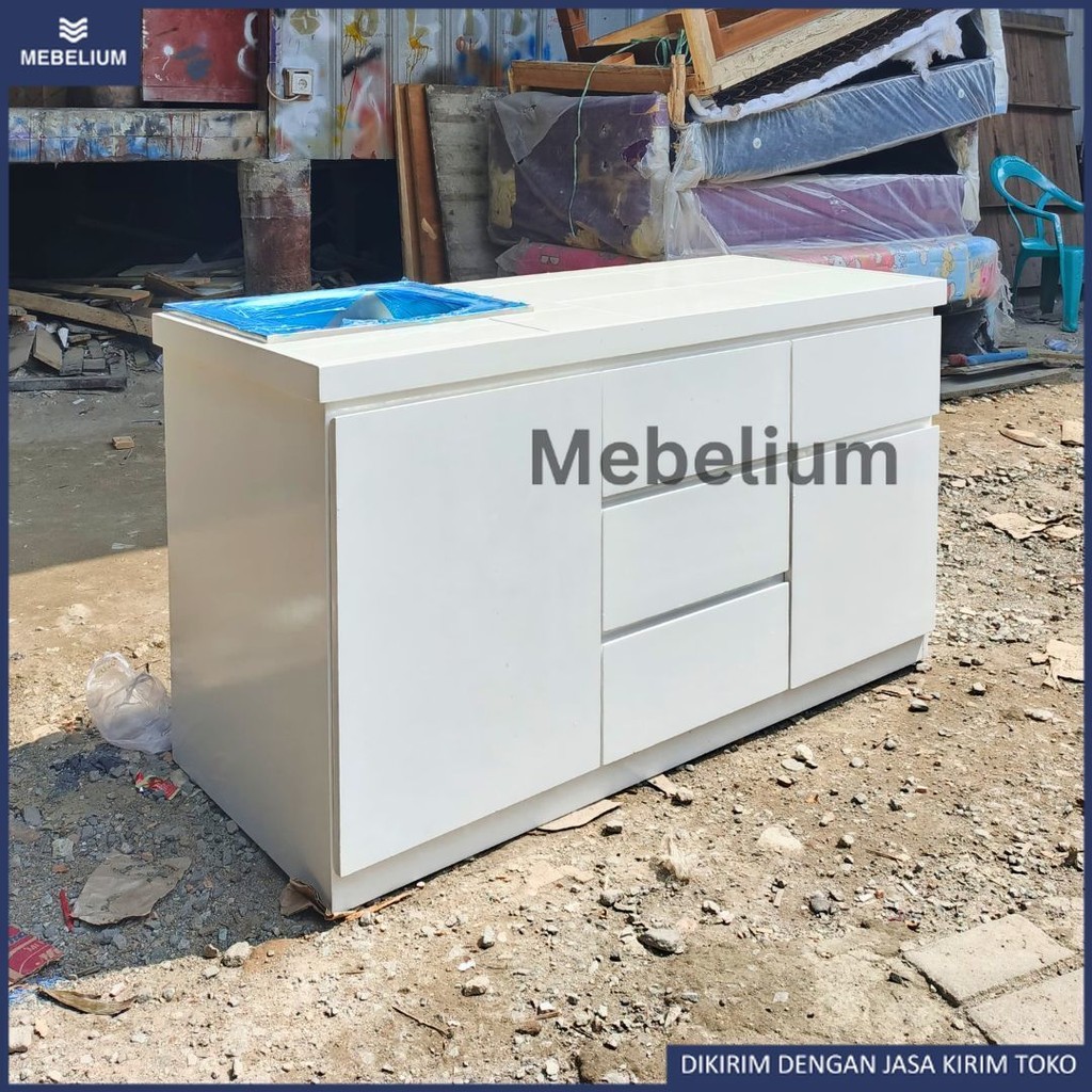 [Custom] Kitchen Set + Sink | Meja Dapur Wastafel Kayu Solid | Lemari Dapur Bawah Serbaguna Anti Air