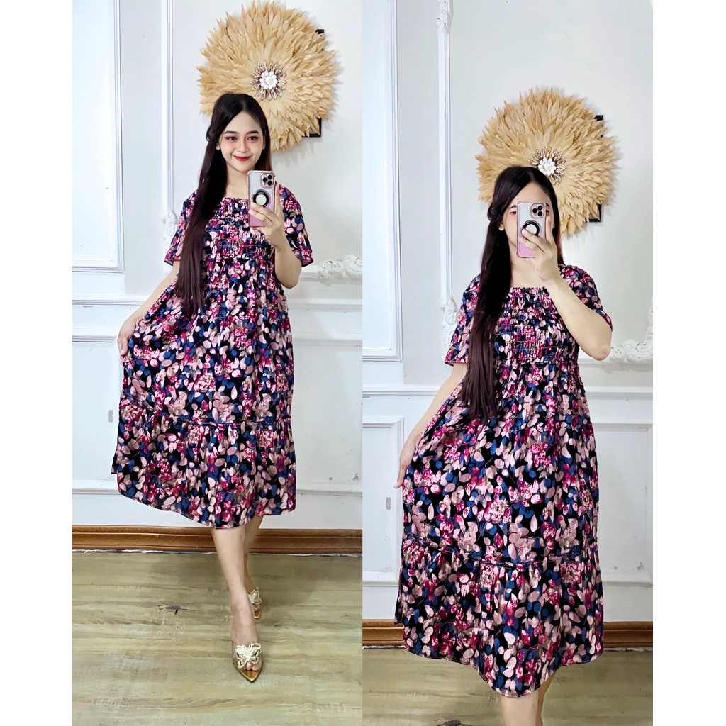 NIOMI - Kalista Daster Full Smok Rayon Premium Kekinian Terlaris Smok Karet Dada, Modis & Adem untuk