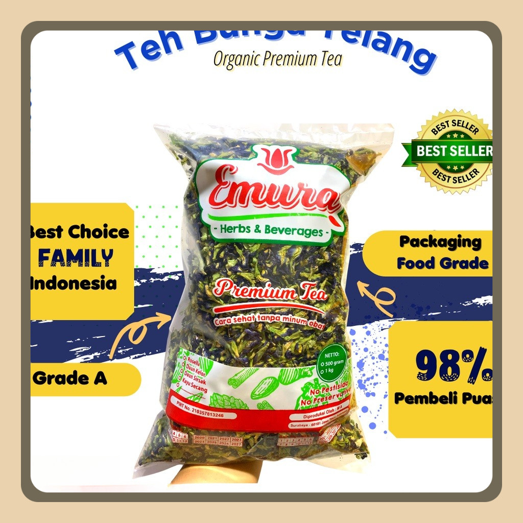 

BUNGA TELANG ORGANIK 1 Kg/Teh Bunga Telang Kering/Teh Biru/ Butterfly Pea / Obat Asma