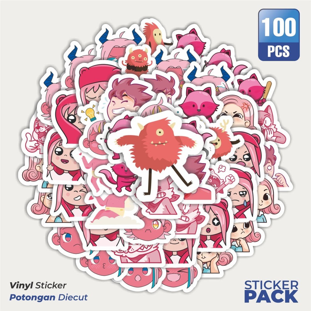 

Stiker Vinyl Stiker Pink Kartun Lucu Anime Waterproof Aesthetic- Untuk Laptop, Motor, dan Helm - Paper Stationery Pack