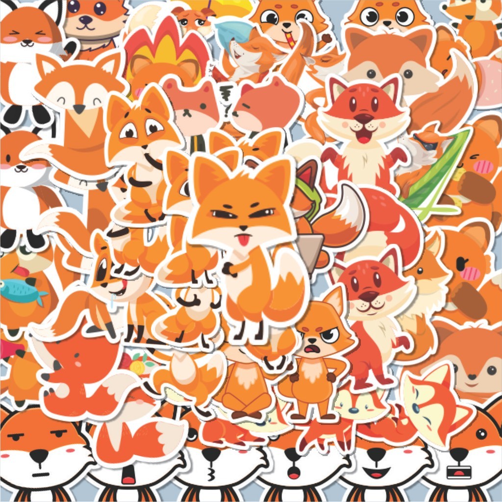 

100PCS Lucu Stiker Hewan Rubah Stiker Aesthetic Stiker Anti Air Stikers Berperekat Waterproof sticker decal buat Motor Helm Buku Journal Koper Casing HP Laptop Botol Minum Hadiah anak