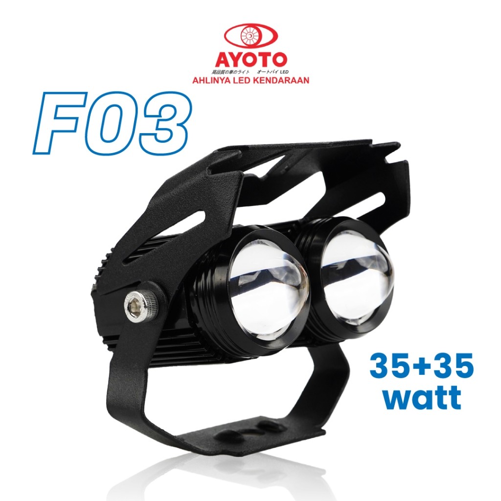 LAMPU D2 LASER LAMPU TEMBAK / SOROT AYOTO F03 35WATT 2 WARNA PUTIH KUNING WATERPROOF MOTOR / MOBIL
