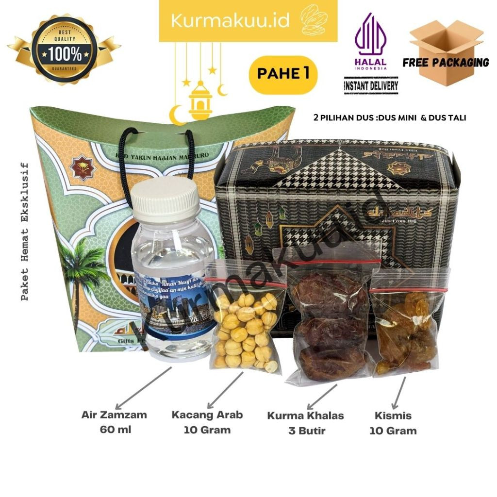 

Paket Oleh Oleh haji dan Umroh Hemat 1-8 dus Jinjing Tasbih + Coklat Arab 60 Paket Air Zamzam