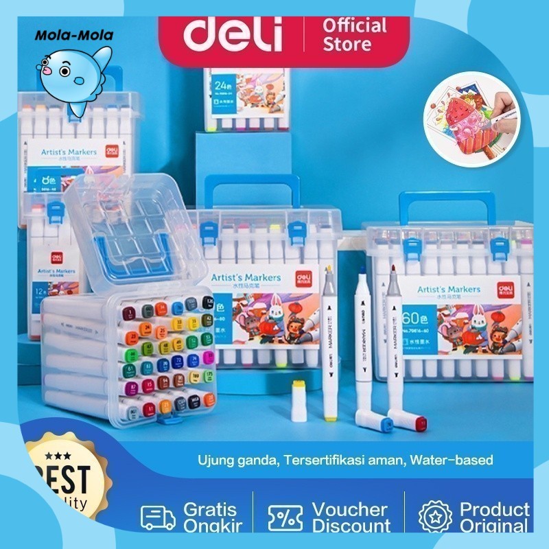 

DELI039 Deli Sketch Marker / Water-based Marker / Spidol Sketsa Double Tip 80 Warna Y1679