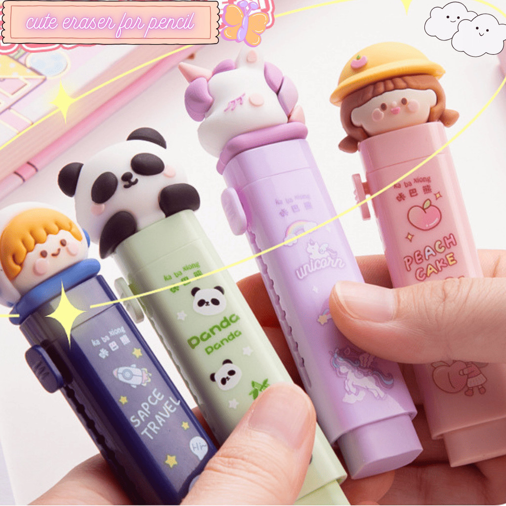 

COD PENGHAPUSAN PENSIL KARET ELASTIS / PENGHAPUS MEKANIK KARAKTER KARTUN 3D KAWAII ISI 2 REFILL ERASER