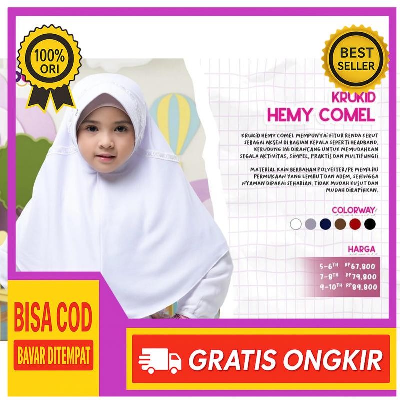 Rabbani - JILBAB ANAK RABBANI - KRUKID HEMY COMEL Anak Instan Kerudung pita atas