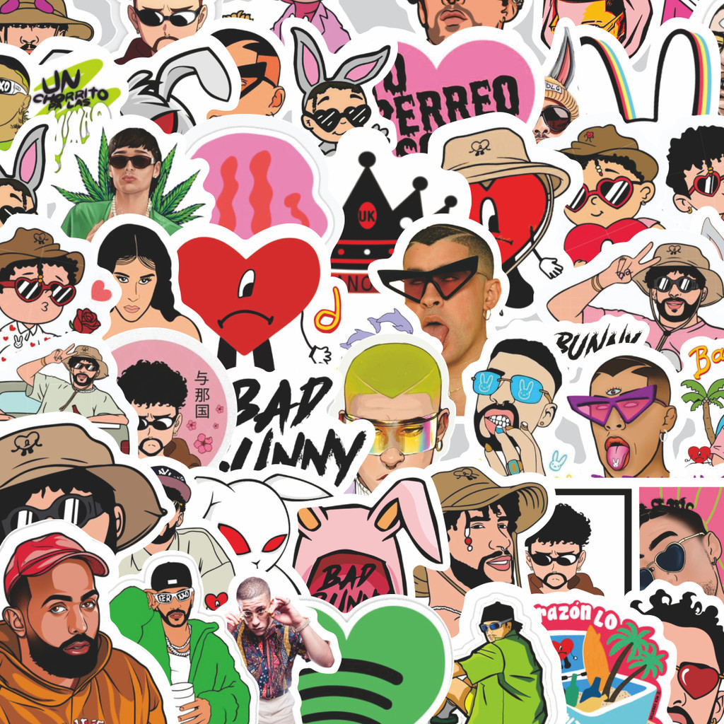 

Stiker Cutting Pack Stiker Bad Bunny [Kelinci nakal] Isi 100Pcs Series Aesthetic Lucu Keren Untuk Koper Bahan Vynil