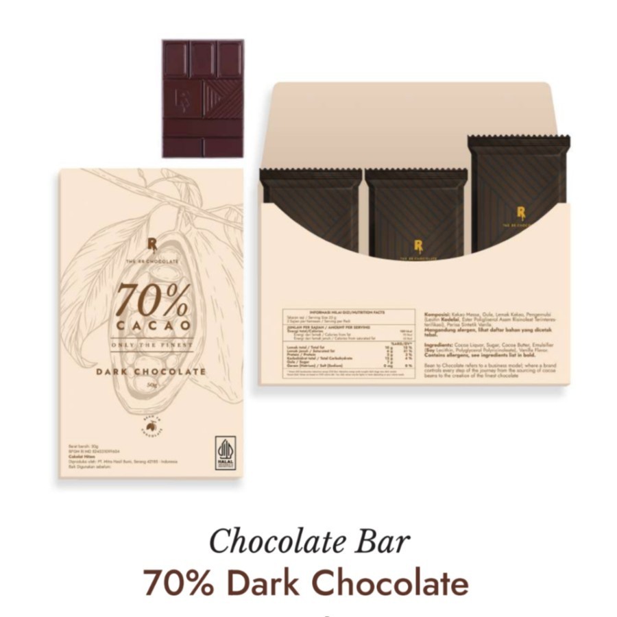 

The RR Chocolate - Chocolate Bar - 70% Dark Chocolate - Cokelat Batang