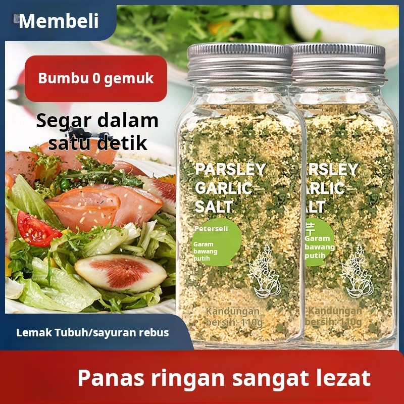

New Nusamunch Peterseli bawang putih garam steak sayuran rebus bumbu majemuk garam laut merica hitam bubuk bawang putih peterseli cincang garam rendahPremium