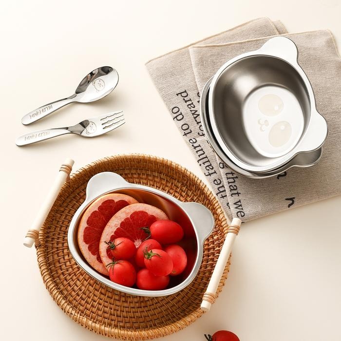 New Helidfanda Stainless Steel Small Bowl Plate Piring Mangkok Kecil Anak Mpasi