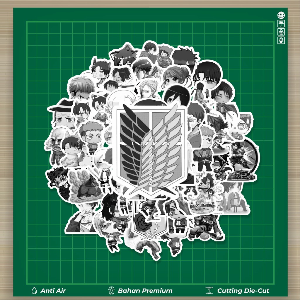 

HOT 50 PCS STIKER Stiker Anime Attack on Titan (Shingeki no Kyojin) Stiker Fashion Cars Decal Dingin Kartu Album Custom Vinyl Anti Air- Sticker Aesthetic Buku Journal Koper Casing HP Tablet Laptop Helm Motor Botol Minum