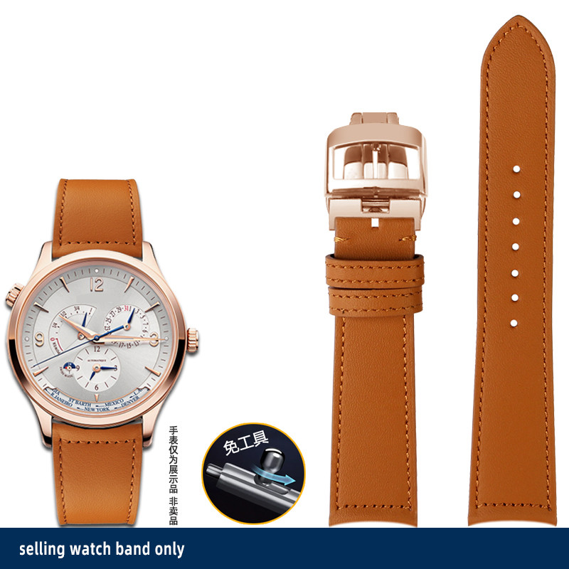 Real Cow cowhide Watchband For Jaeger-LeCoultre Master Series Curved cowhide Watch Strap Soft and Wa