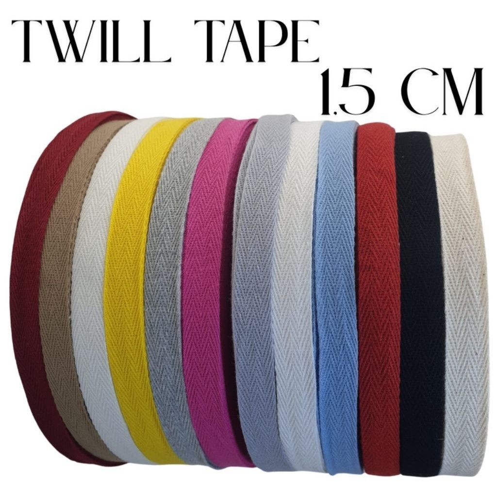 

1,5 CM - PITA KATUN TWILL TAPE | TALI GULING TWILL COTTON / TWILL COTTON