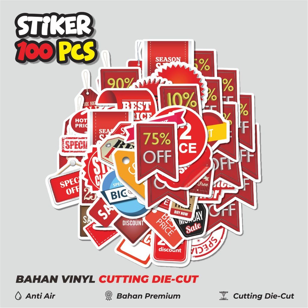 

Terbaru! 50 pcs Stiker Discount Label Dekorasi Lucu Kreatif untuk Notebook, Skateboard, HP