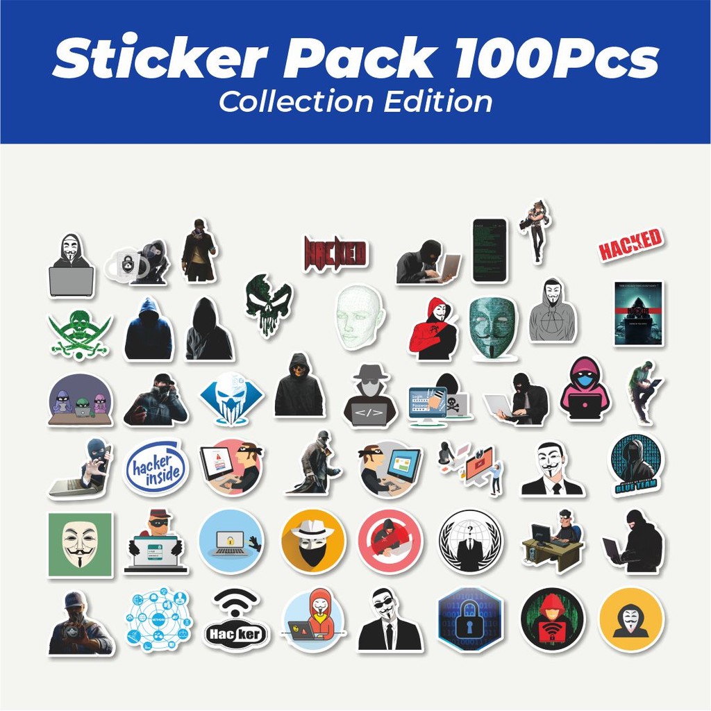 

Hot Stiker Hacker Series Lucu Anti Air Stikers Berperekat Waterproof Sticker Decal Buat Motor Helm Buku Journal Koper Casing HP Laptop Botol Minum